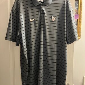 Nike DRIFIT Men’s MLB Washington Nationals Cherry Blossom Gray Striped Polo